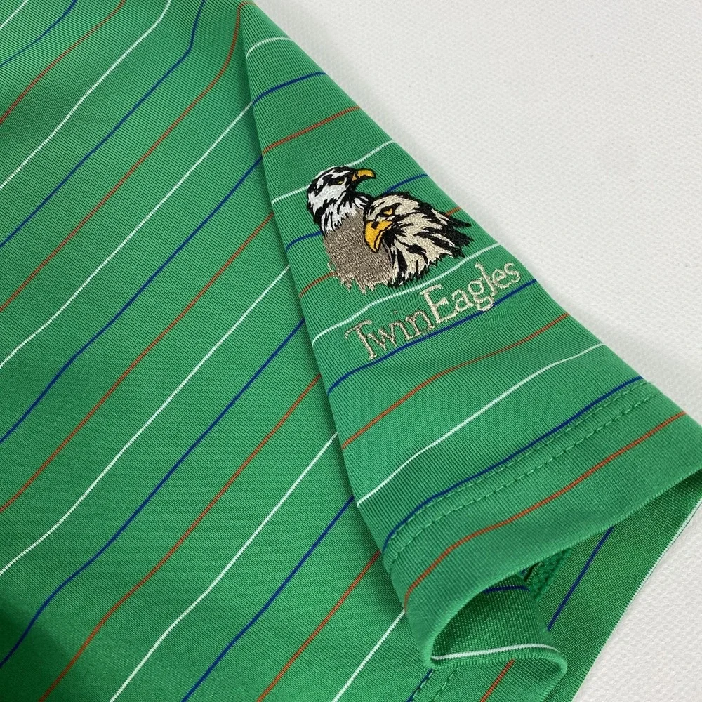 RLX Ralph‎ Lauren Polo Shirt Mens XL Green Striped Twin Eagles Golf Performance